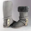 Fashion Knit Snow Boots Knee High Fur Boots for Women