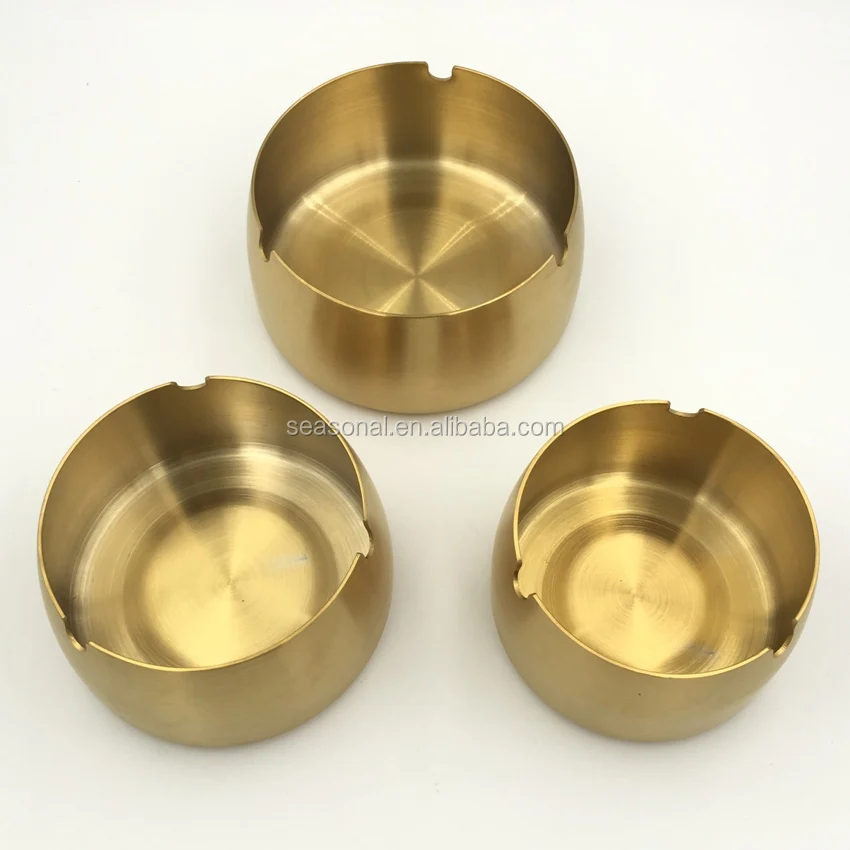 Wholesale Large Size Gold Stainless Steel Ashtray Metal Home Table