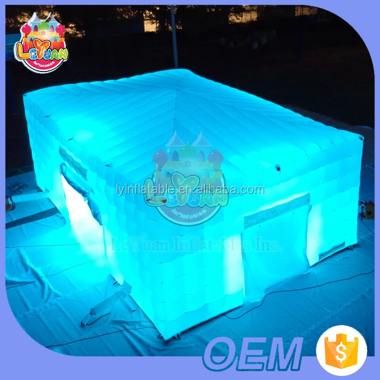 Guangzhou LED light inflatable cube tent for wedding /party event