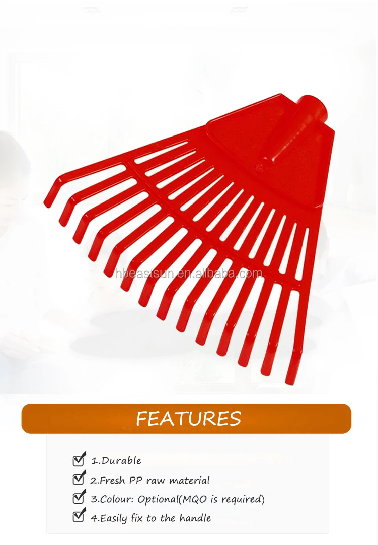 14 Tines Garden Mini Hand Harrow Hay Leaf Plastic Rake - Buy Dump Rake ...