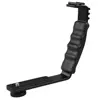Universal Camera Grip Heavy Duty L Bracket Mount with 2 Standard Side Hot Shoe Mount Video Light Flash DSLR Holder Camcorder