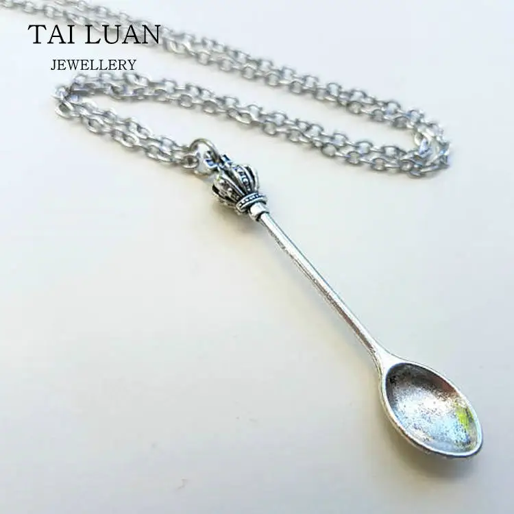 Antique Silver Gold Royal Crown Spoon Pendant Necklace Buy Pendant