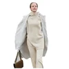 pure cashmere lady suit cashmere pullover cashmere pant set for woman