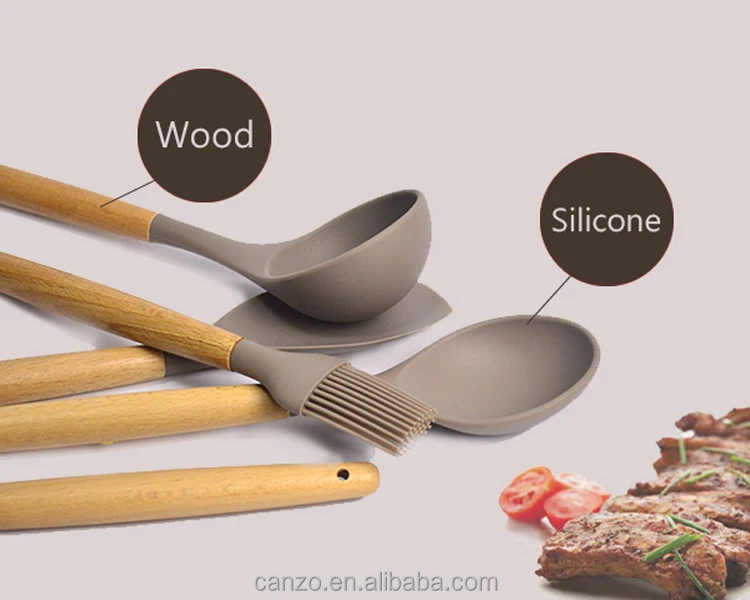 Commercio all\'ingrosso-piece Silicone Utensili Da Cucina Set Con ... Commercio all\'ingrosso-piece Silicone Utensili Da Cucina Set Con ...