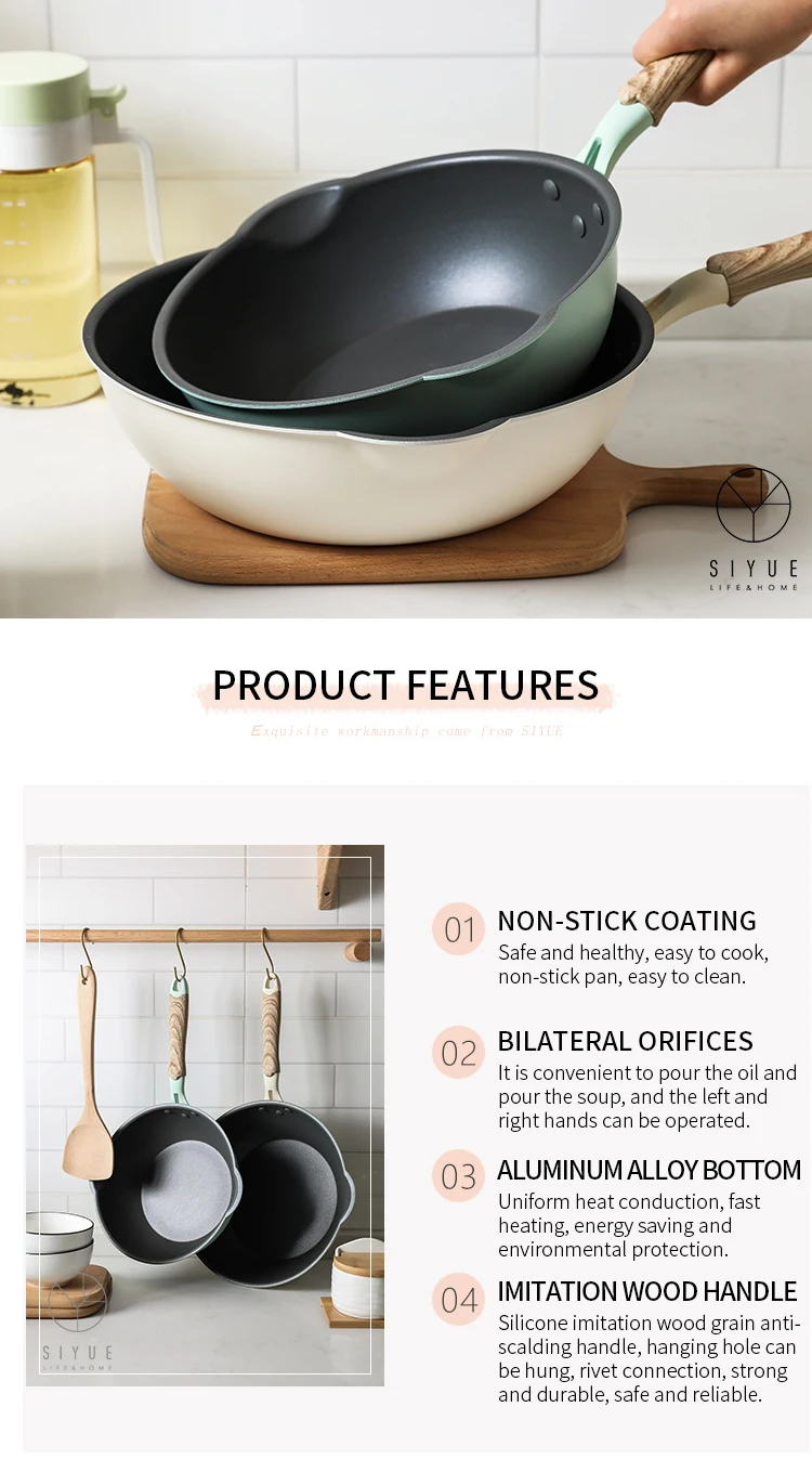 Wholesale Aluminum Alloy Pan 24cm White Nonstick Fry Cast Iron Non