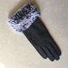 Custom made women fashion dressing gloves with fake rabbit fur cuff
