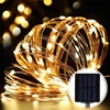 DIY waterproof Solar Energy LED copper string lights wire Christmas decorative light