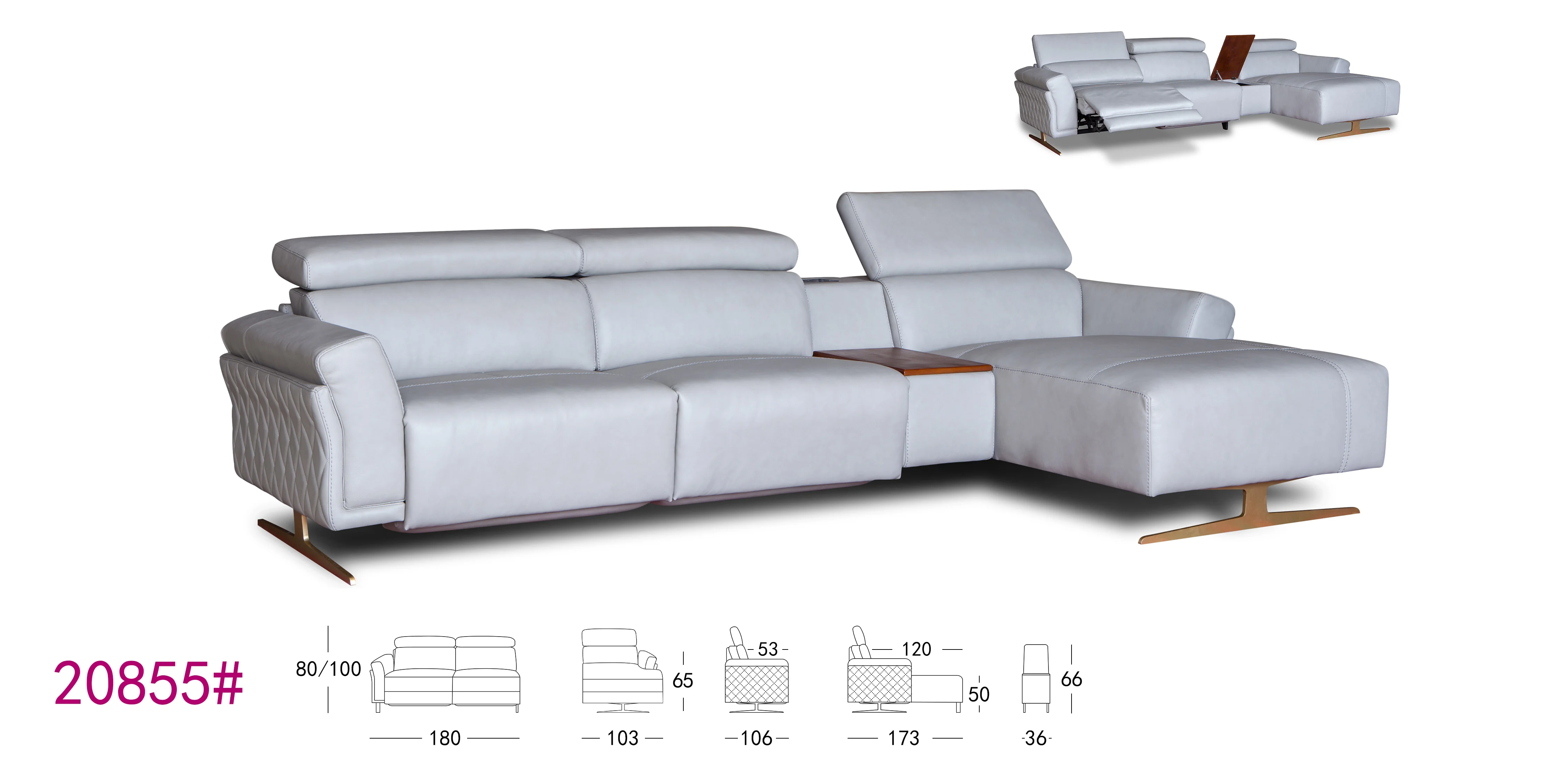 Luxury Comfortable Leisure L Shape Leather Recliner Sofa With Leisure L Shape Leather Recliner Sofa