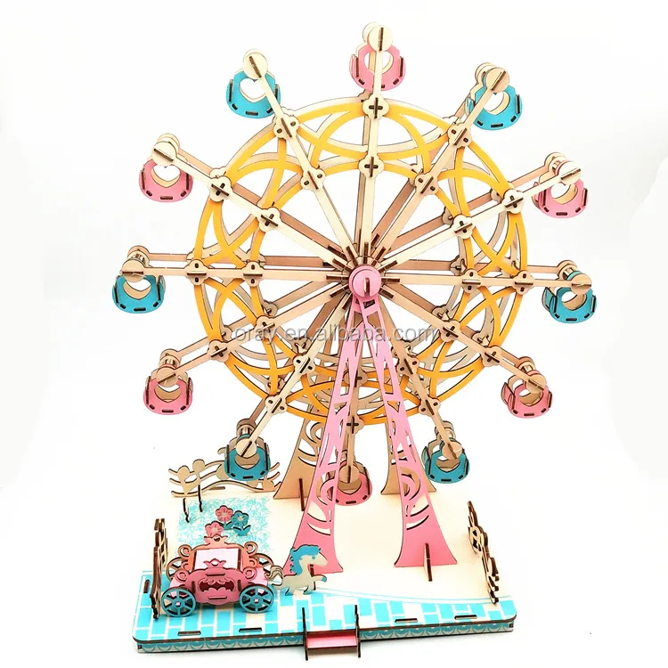 Educational 3D Wooden Puzzle For Adults Kids Toy Ferris wheel Children Gift Baby Kids Toy 3D Simulation Model