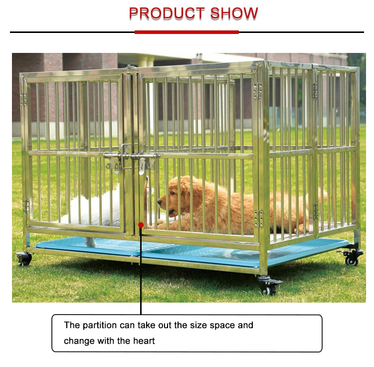Strong Stainless Steel  Carriers Houses Double Dog Cage  With Wheels