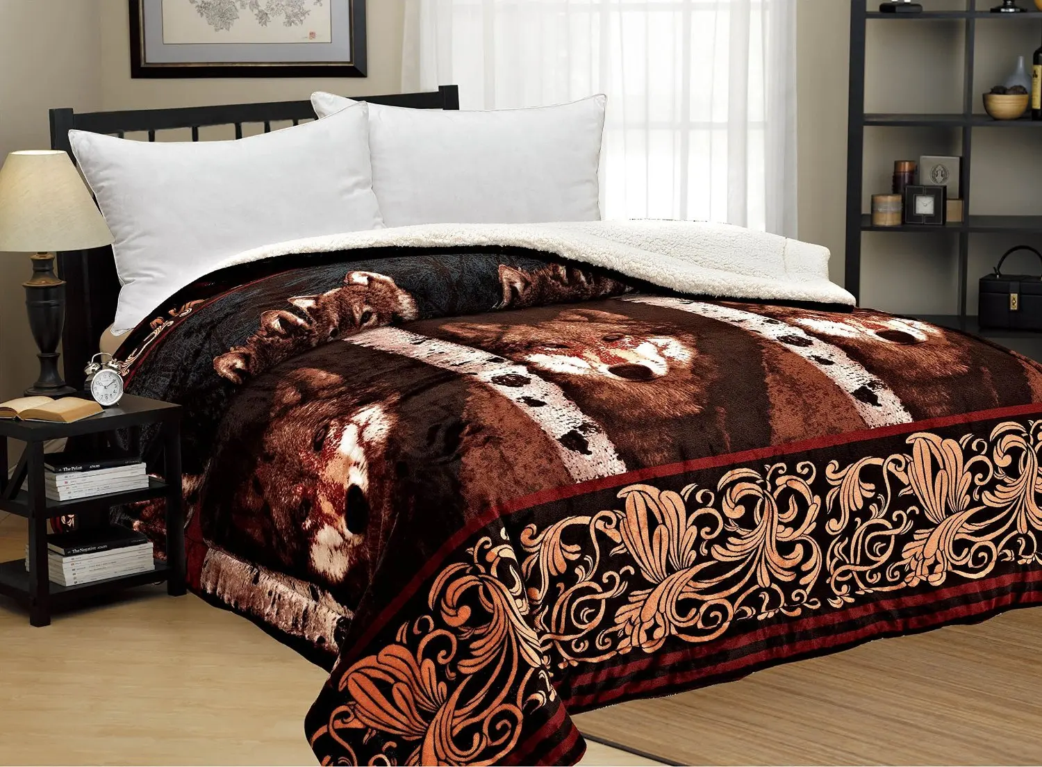 plush wolf blanket
