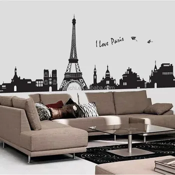 Wall Sticker Paris City Silhouette Removable Pvc Wall Decoration For Parlor Bedroom Tv Wall Stickers Ay935 Buy Romantic Bedroom Wall