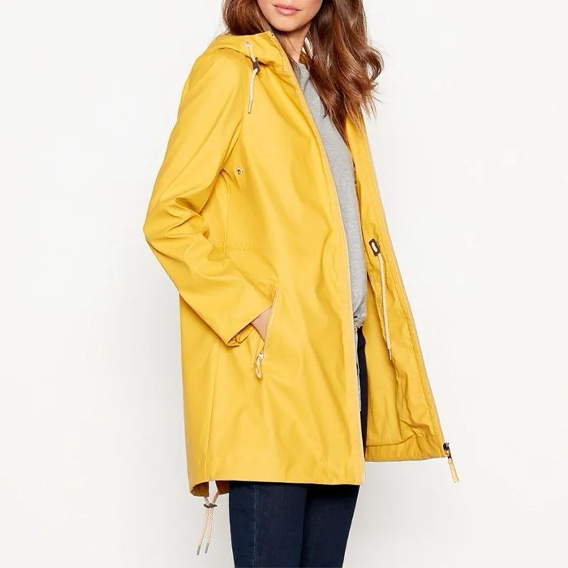 Custom The Fashion Hooded Pu Waterproof Rain Jacket Women - Buy Custom ...