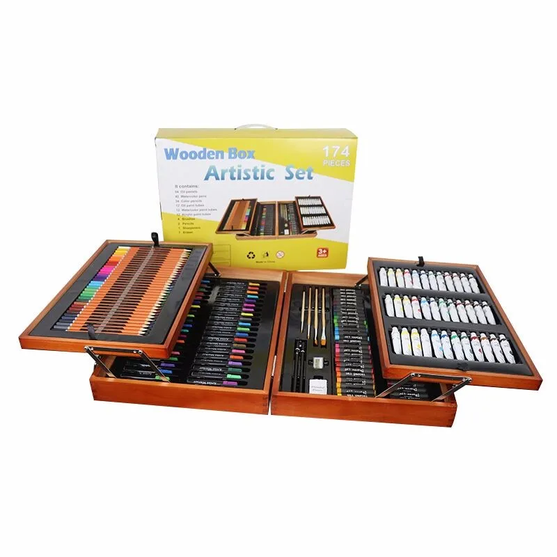 174piece Deluxe Painting And Drawing Art Set In Wooden Box For Kids