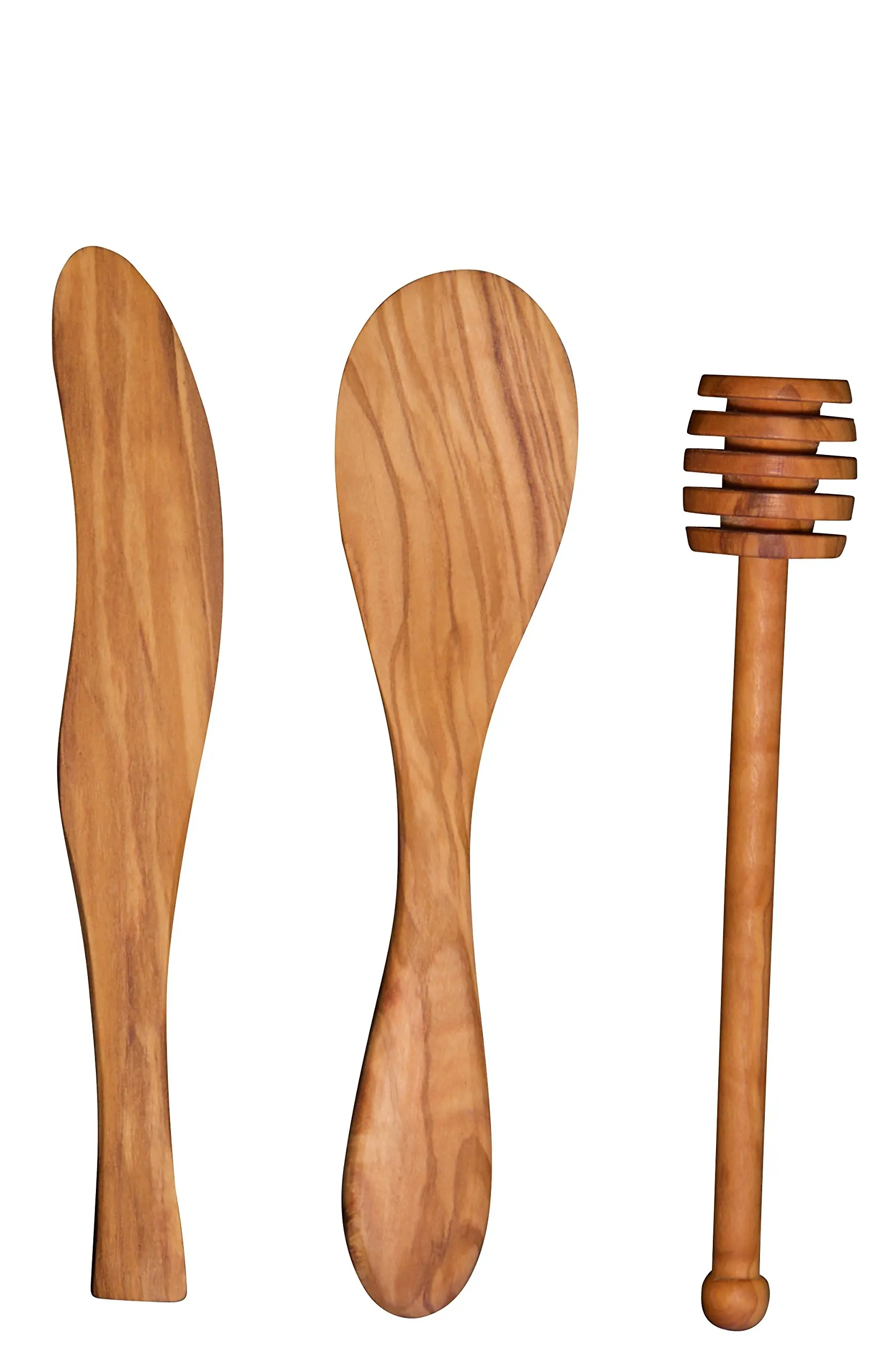 Cooking Spoon w// Curved Handle ScanWood Olivewood Wooden Kitchen Set of 3