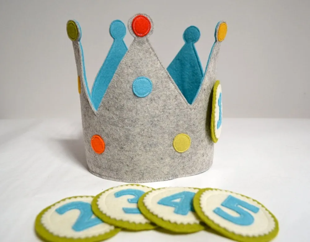 Cute Birthday Crown With Replaceable Ages Felt Crown For Kids Birthday ...