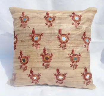 Hand Embrodiery Indian Raw Silk Cushion Cover Buy Silk