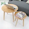 Round Bamboo Wood Nesting Tables Tea Coffee Tables
