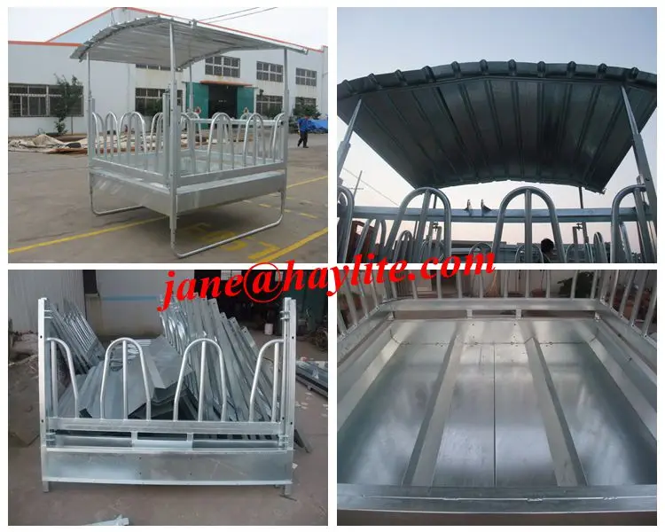 Hot dip galvanized square horse hay feeder with roof