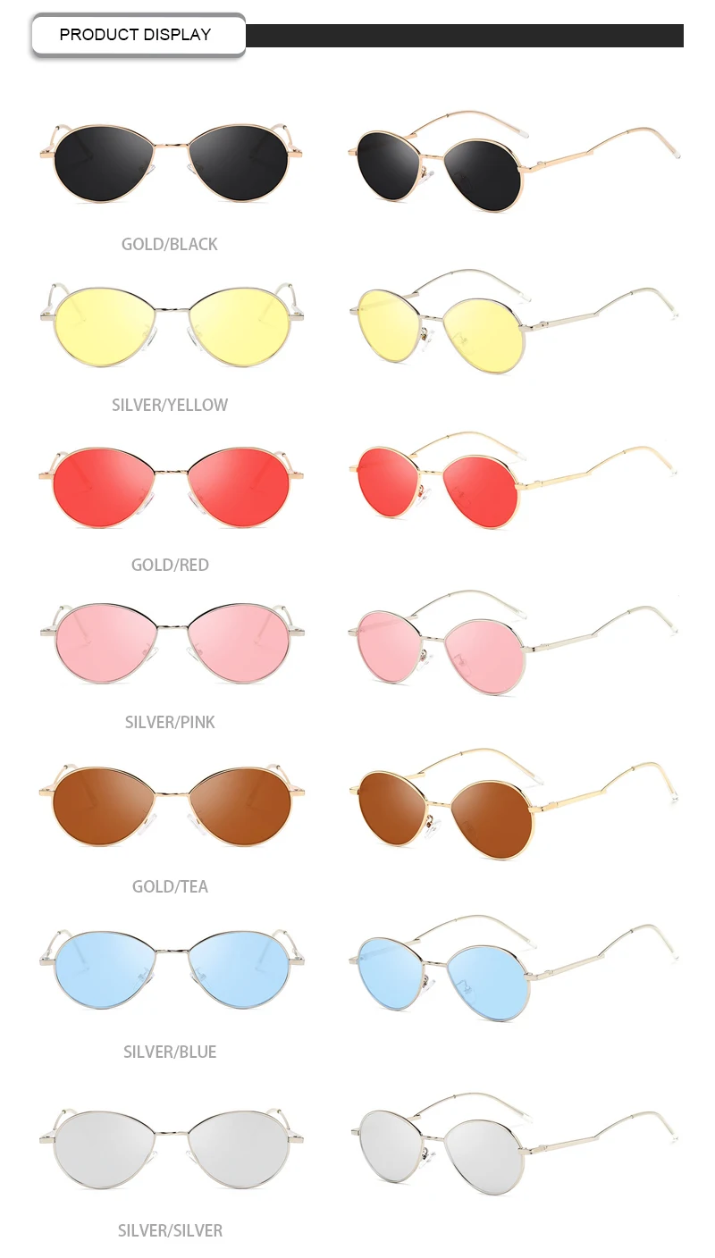 Fashionable Small Round Metal Frame Ladies Designer Shades Sunglasses