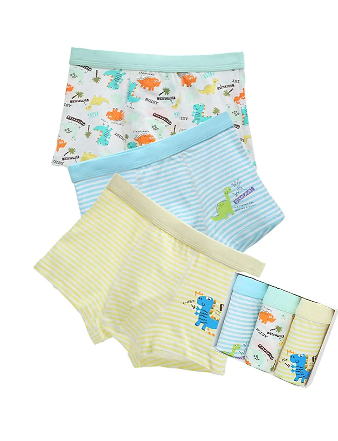 BYXKIDS 3 Pack Boys Cute Cotton Boxer Briefs Kids Toddler Underwear(2-7 Years)