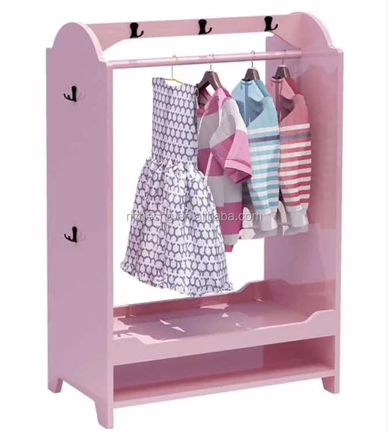 Wooden Pink Girls Bedroom Private Dress-up Wardrobe Girls Cloth Cabinet ...