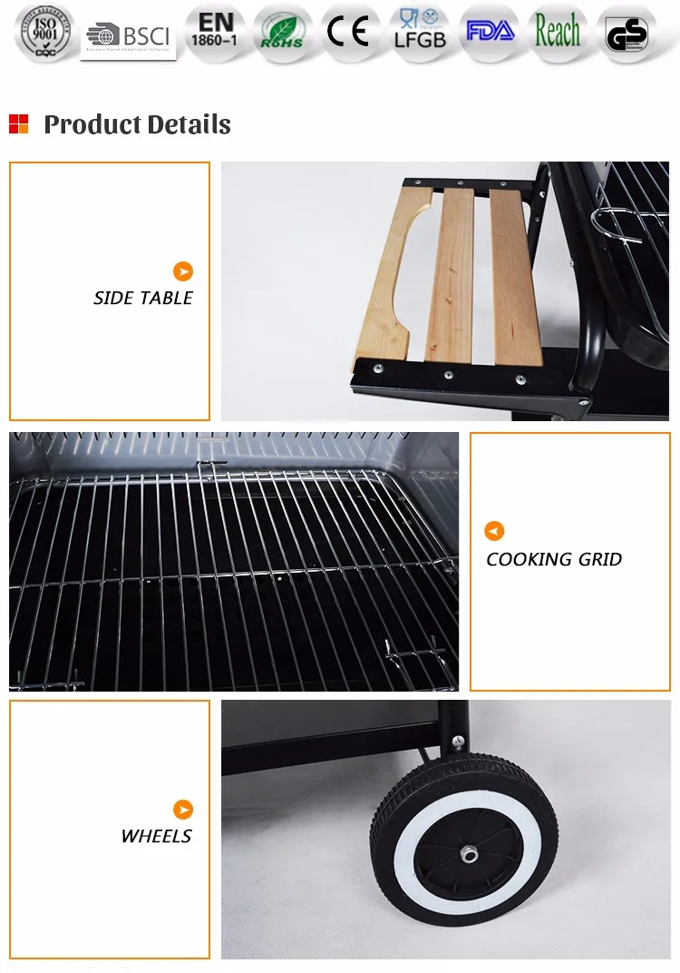 Adjustable Cooking Grid Bbq Rectangular Charcoal Barbeque Grill With
