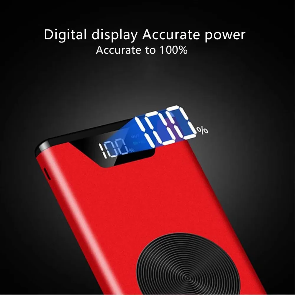 Qi Wireless Charger Power Bank 20000mah Portable Dual Usb With Digital