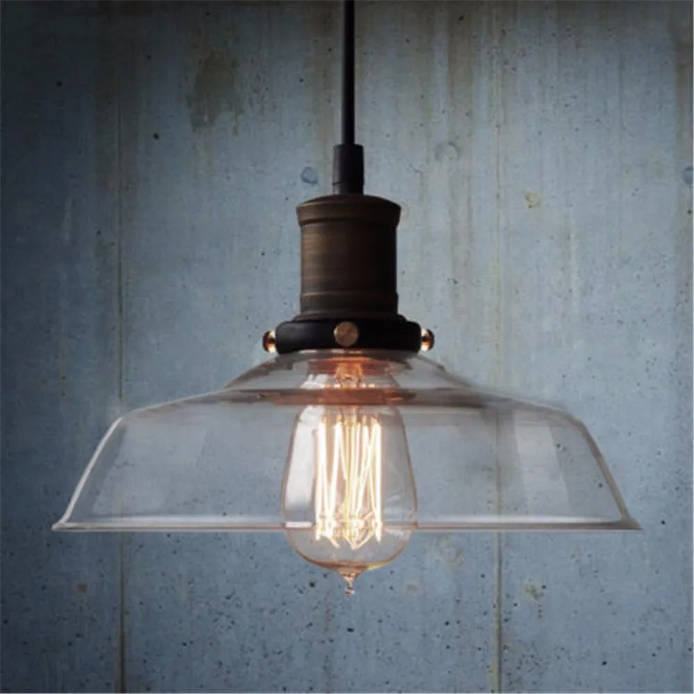 New Modern Vintage Industrial Retro Loft Glass Ceiling Lamp Shade Pendant Light