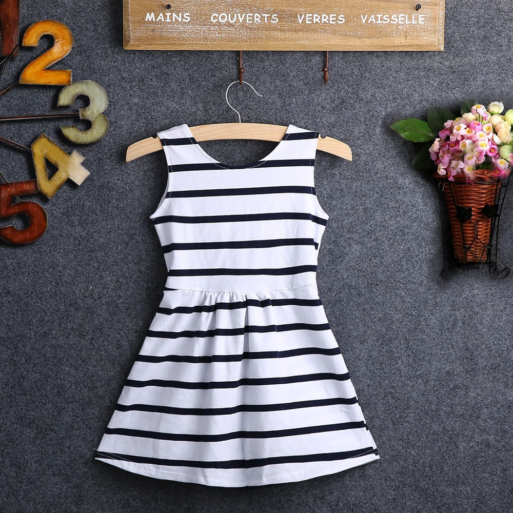 Wholesale 2016 Summer Baby Kids Girls Striped font b Dress b font Party Wedding Striped BackLess