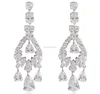 Trendy Pretty Multi Colors Long Dangle Cubic zirconia chandelier earrings wholesale