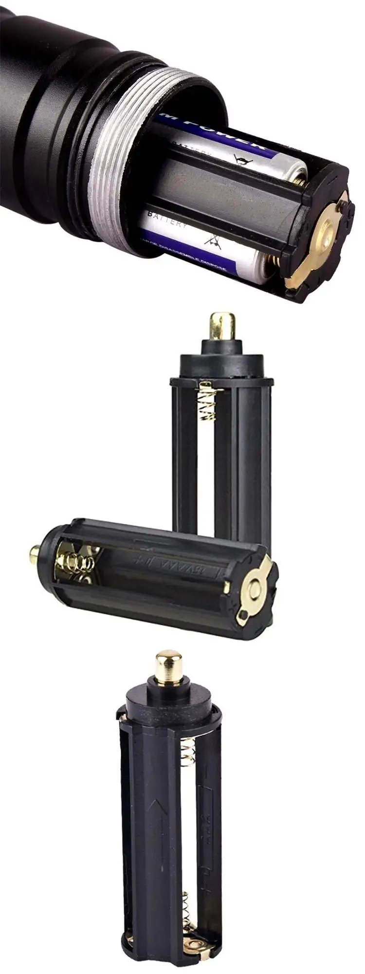 3Pcs 18650 Battery Tube Holder Plastic Case Adaptor For Flashlight Torch Lamp/<