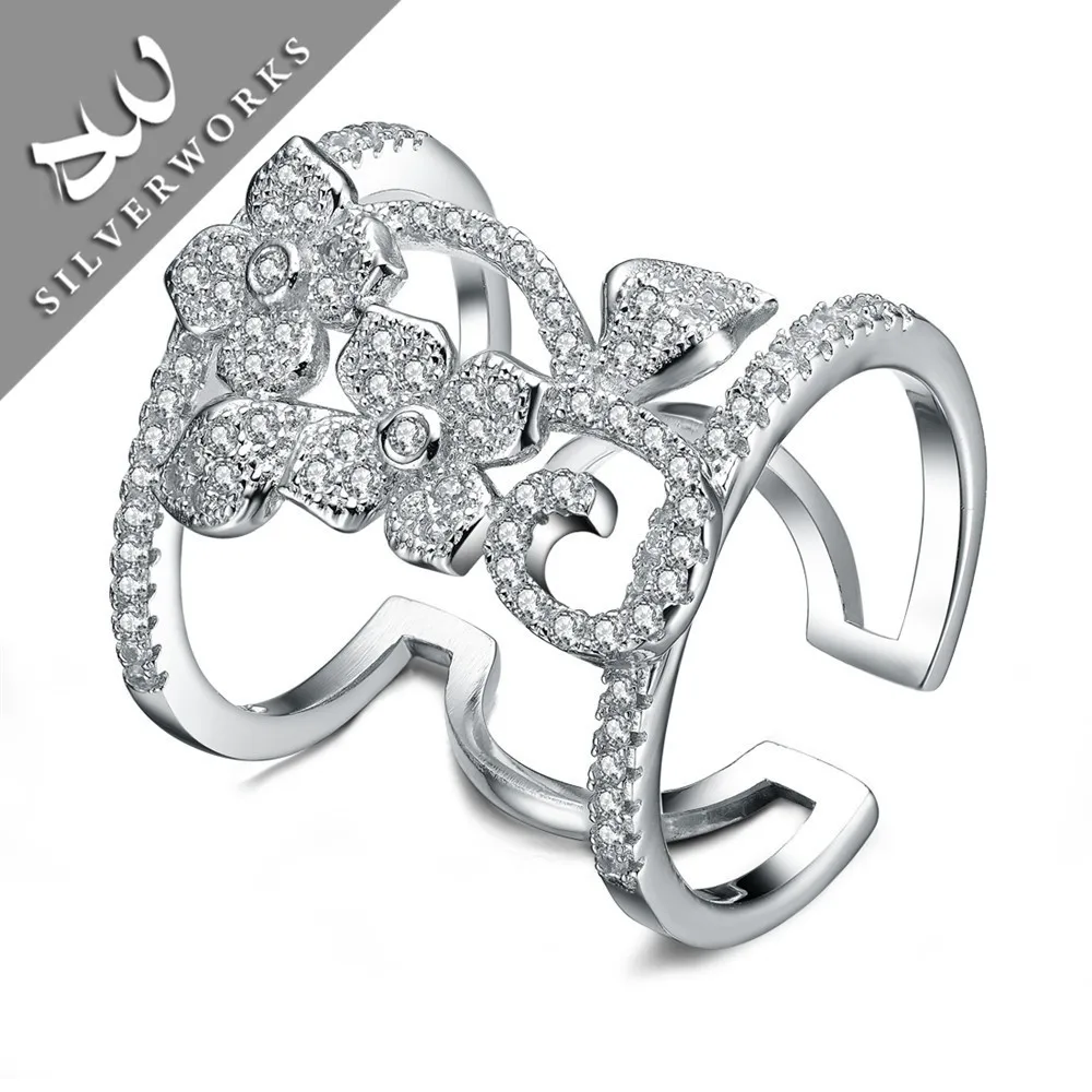 
Flower Shaped Fine Jewelry Big Long Fashion knuckle Ring Finger Rings Photos 