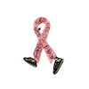 Pink Ribbon Jewelry Breast Cancer Awareness Pretty Walking Ribbon shoe Brooch
