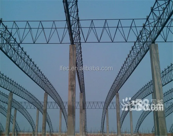 high standard prefabricated steel structure space frame arched roof truss