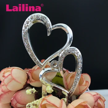 Rhinestone Wedding Sparkling Double Hearts Cake Toppers Buy