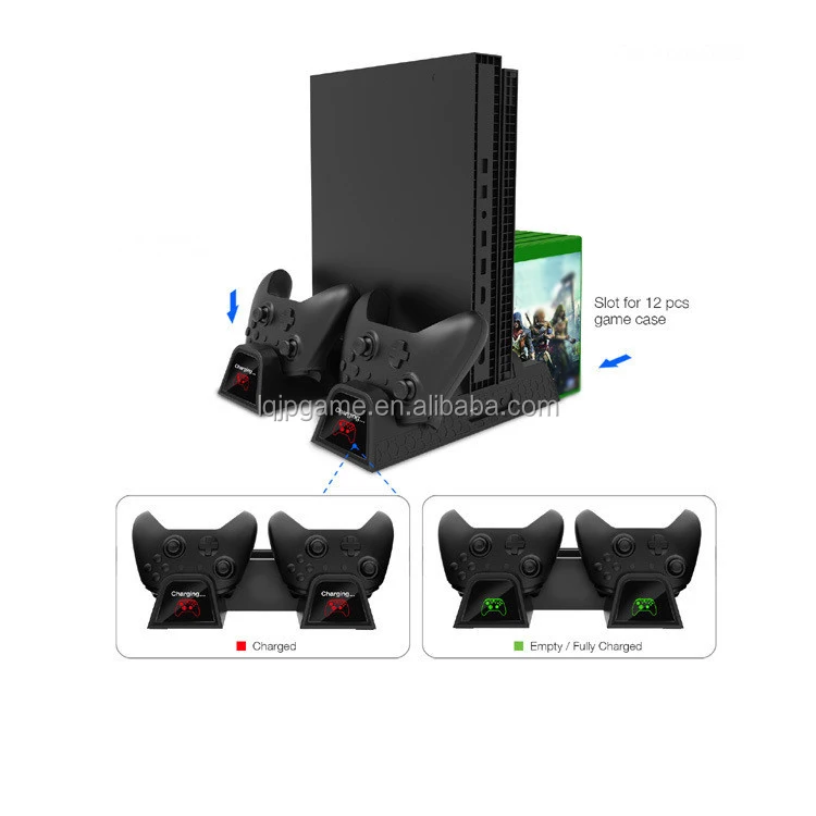 For XBOX One Battery Charging Dock Vertical Stand Cooling Fan Controller Charger for XBOX One/S/X Console & Controllers