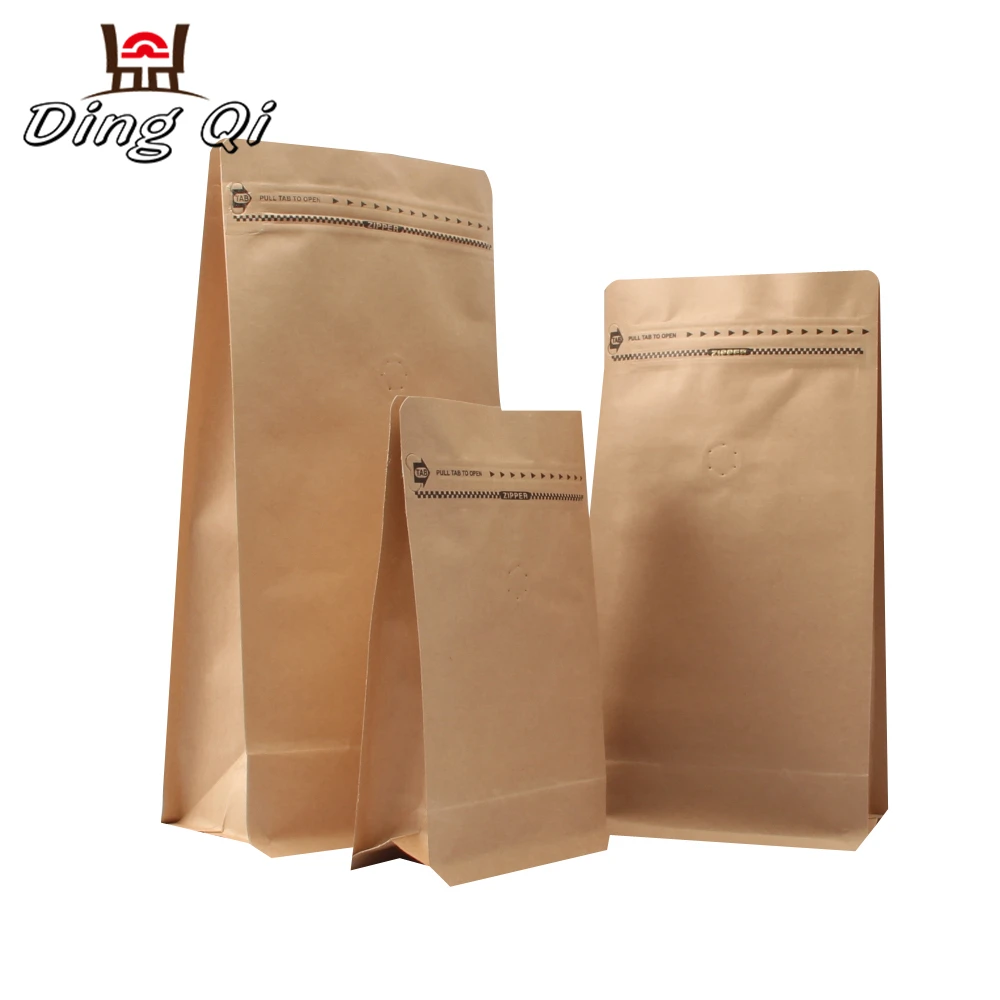 China supplier wholesale custom printed brown food packaging kraft paper bag coffee bean pouch with clear window