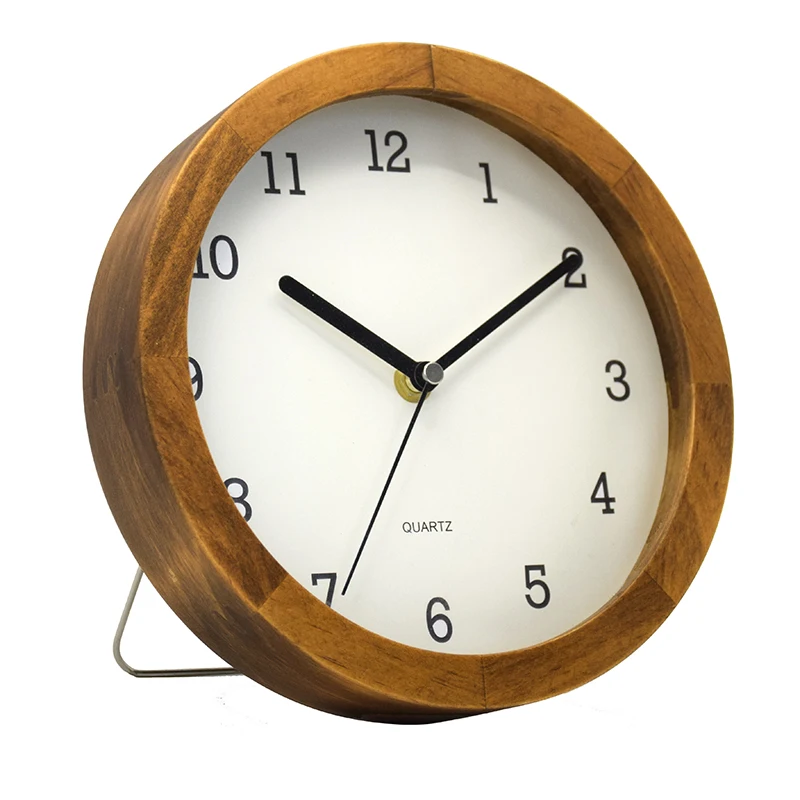 8 Inch Small Wood Frame Modern Simple Silent Home Office Decor Clock
