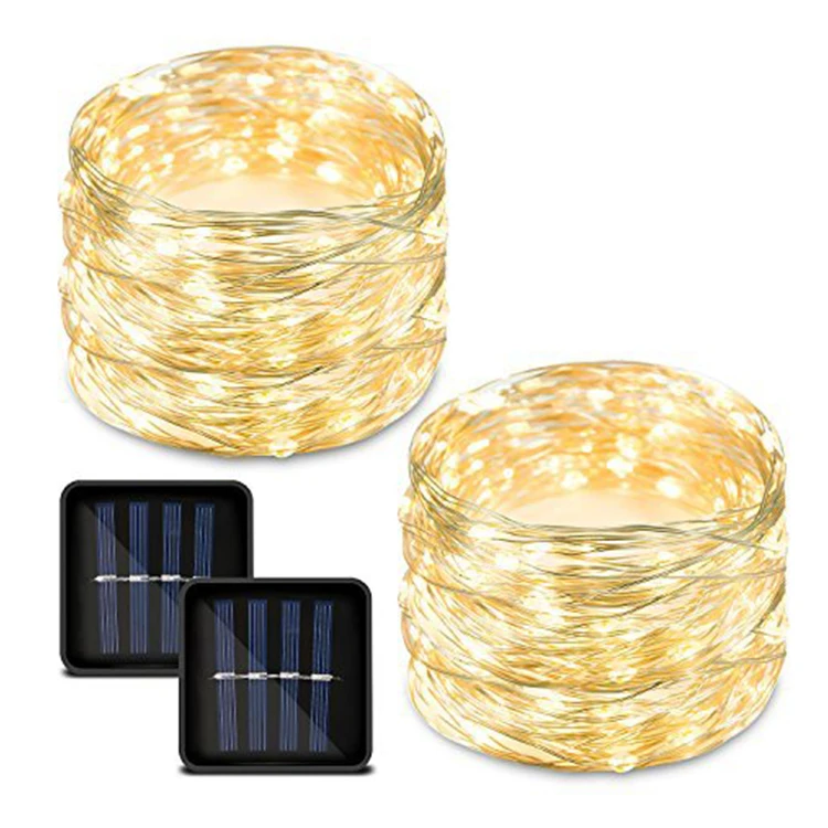 100 LED Warm White Festival Decoration Copper Wire Solar String Lights Fairy Lights for Outdoor Decorations