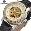 FORSINING 159 Fashion Golden Retro Luminous Hands Diamond Display Mens Mechanical Skeleton Wrist Watches Top Brand Luxury Clock