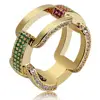 Men's Copper Material Paved Micro Colorful Cubic Zirconia Rings Gold Plated Hiphop Jewelry