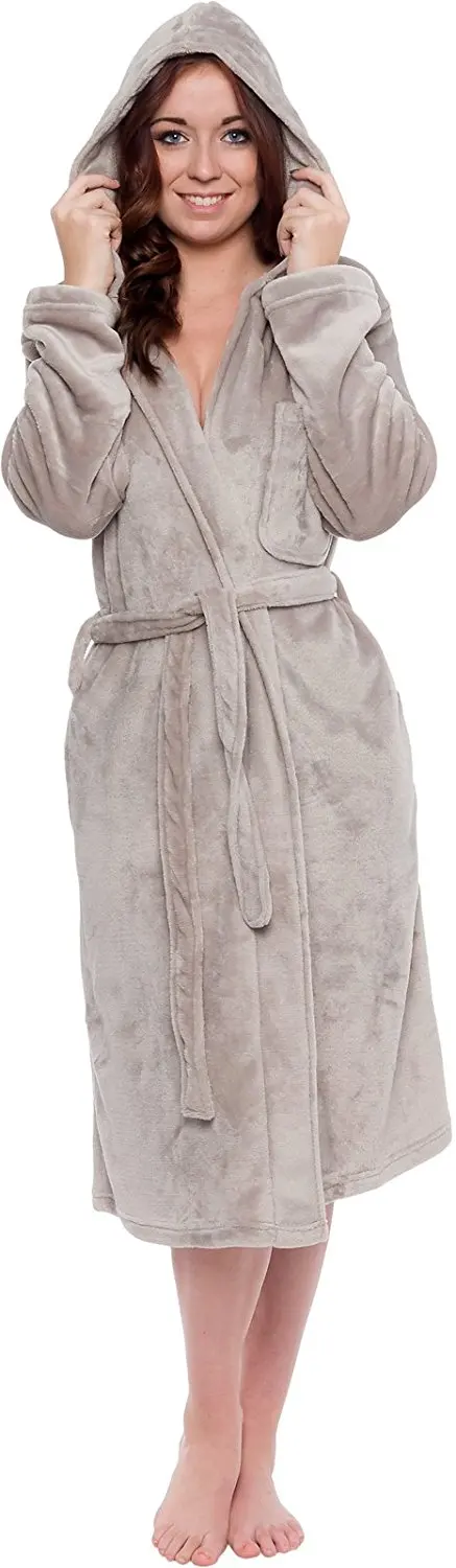 Silver Lilly Lightweight Hooded Kimono Robe for Women - Plush Comfy Bathrobe by (Sizes Small - Plus Size XXL)