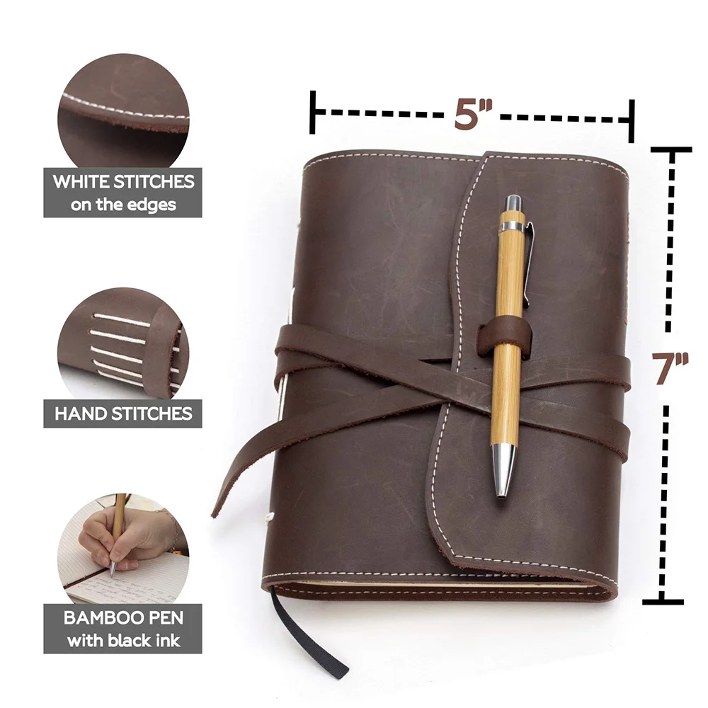 Genuine Leather Journal Planner Spiral Bound Notebook Gift Set For Man