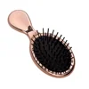 Luxury mirror look mini paddle brush electroplate black cushion hair brush
