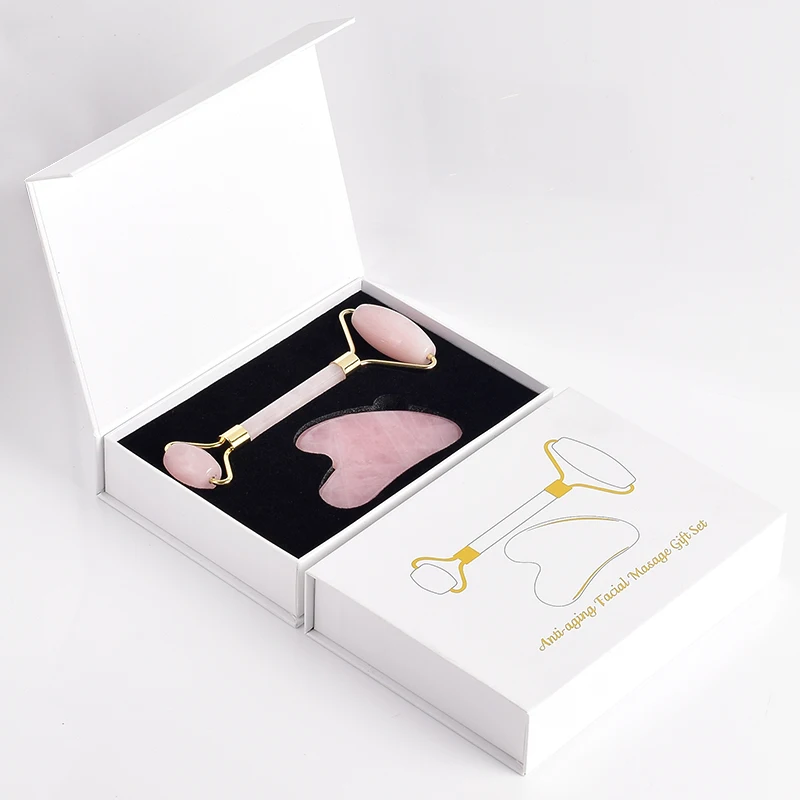 2019 New Oem Label Face Massager Pure Original Anti-Aging Facial 100% Donglin Facial Roller Gua Sha Kit With Gift Box.