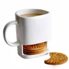 White Logo Printed ceramic milk and cookie mug with tea bag holder for Christmas