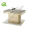 TH530 2019 new model wedding gold stainless steel rectangular dining table with tempered glass top with crystal