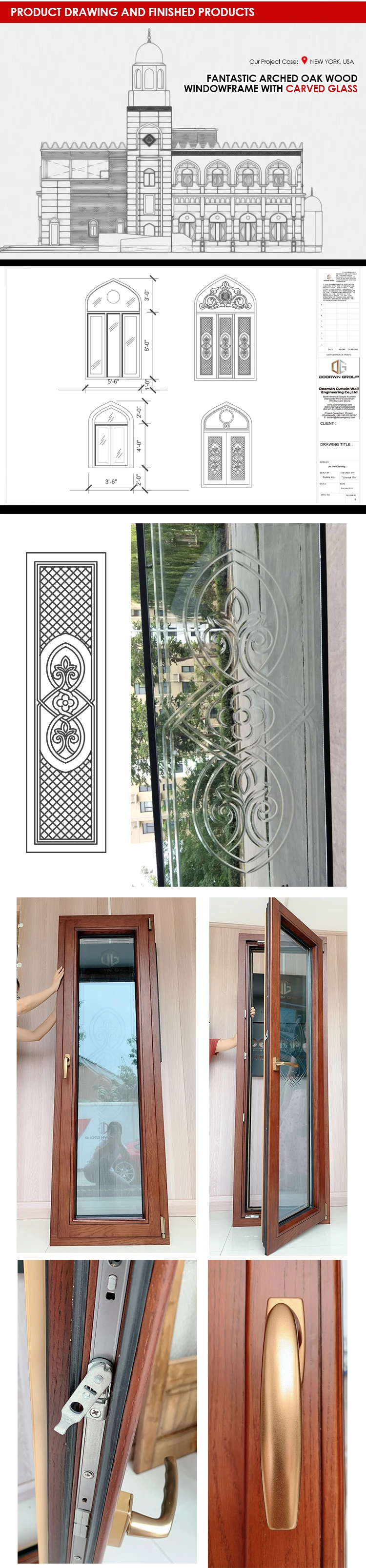 Good quality factory directly arched top fixed transom stained glass church window for sale
