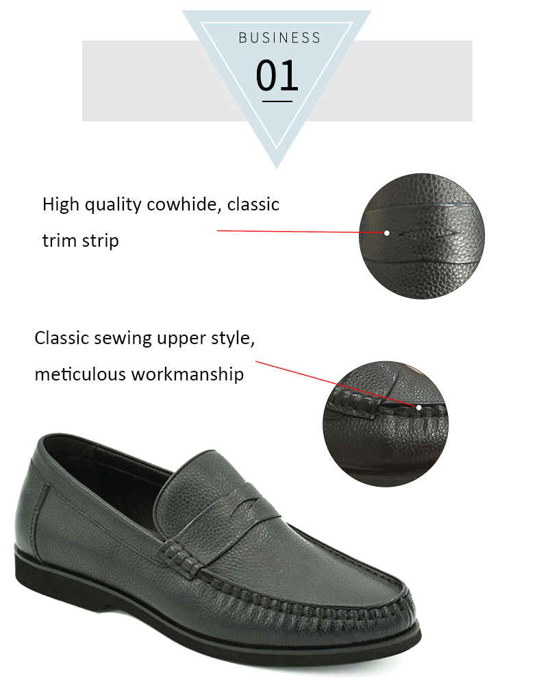 Black Comfortable Soft Sole Wholesale Genuine Leather Loafers Leather ...